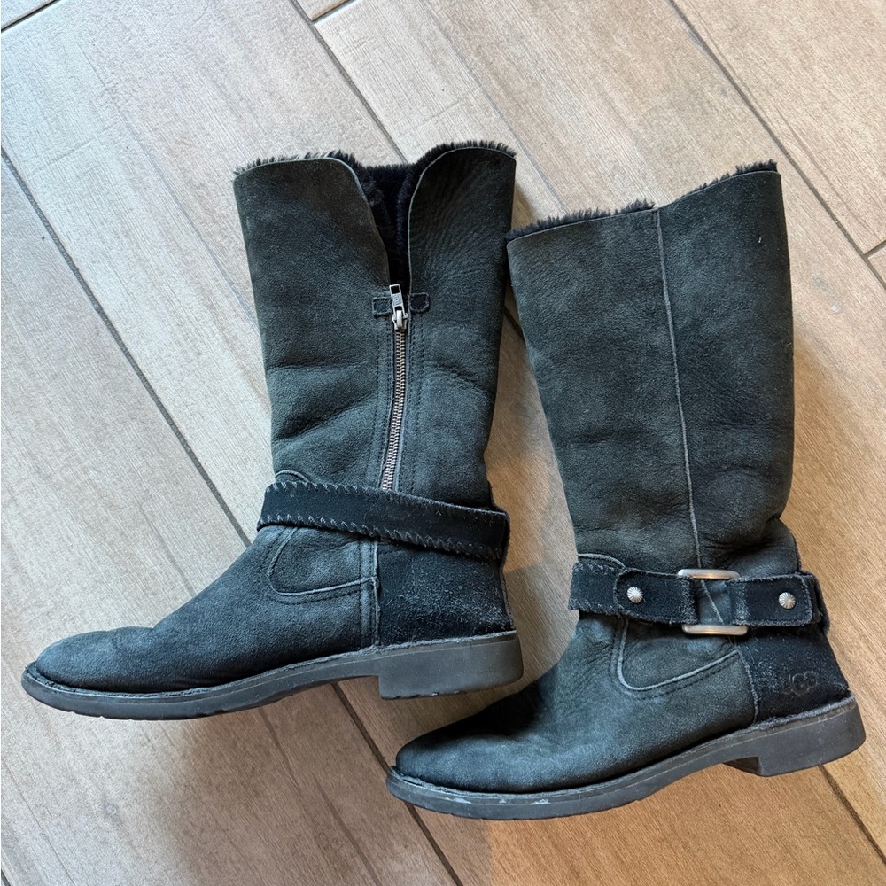 Ugg Black Suede Mid-Calf Boots -9.5 women’s